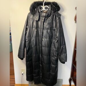 Danier Black Leather Winter Coat